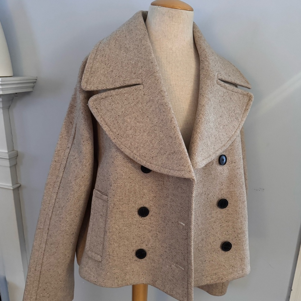 Madewell Oversized Collar Herringbone Prescott NEW NWT in heathered Oatmeal - Picture 10 of 16